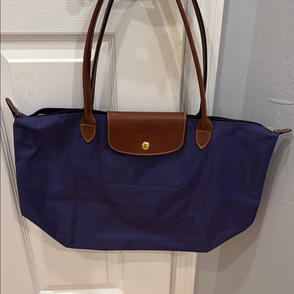 Elegant Longchamp Purple and Brown Tote Bag